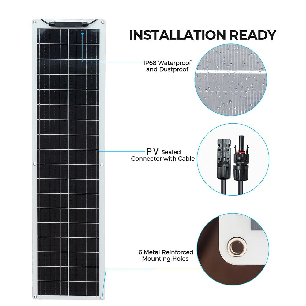 Flexible Solar Panel kit 50 Watt  PV Module 100 Watt 12V 24V