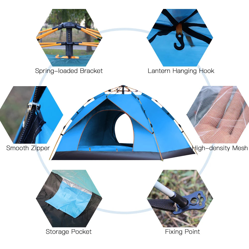 Pop Up, Water-resistant Tent for 3-4 People