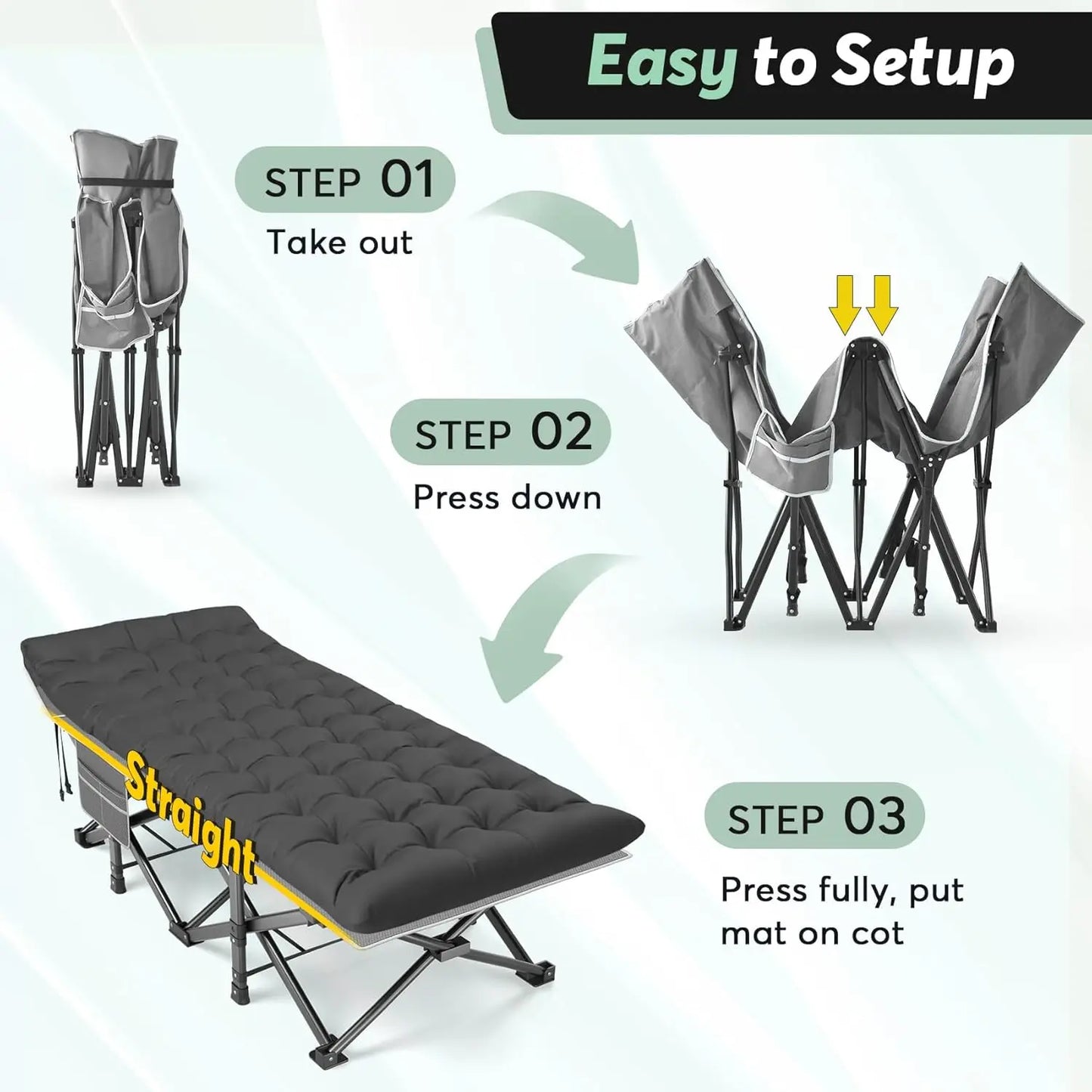 Oversized XXL Camping Cot with Mattress