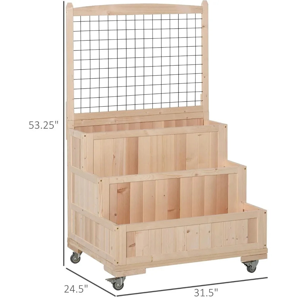 3Tiers Raised Garden Bed with Trellis