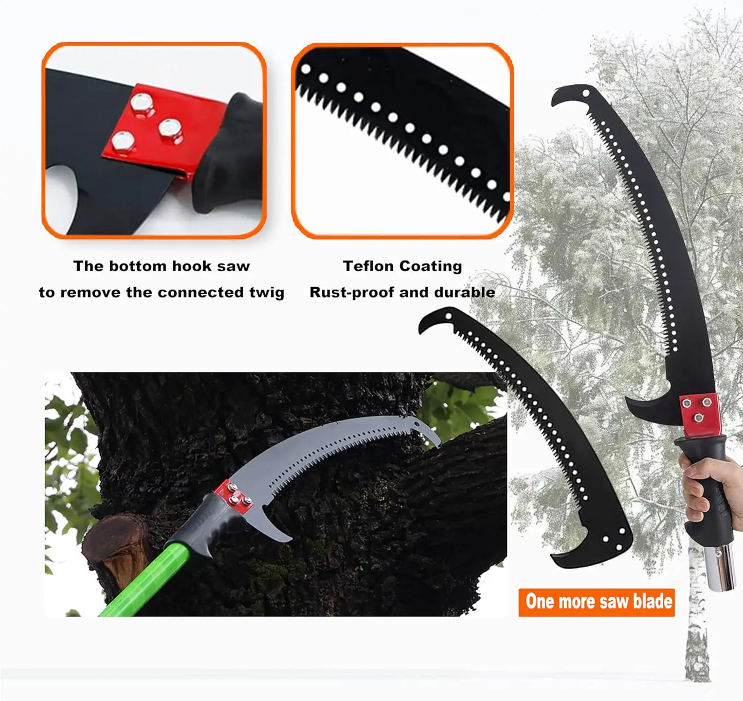 26Ft Pole Saw For Tree Trimming Manual Branch Pruner