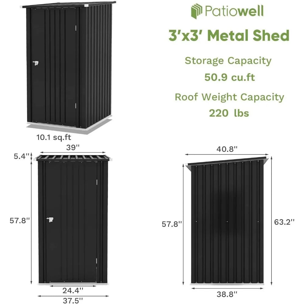 3 x 3 FT Outdoor Storage Shed,