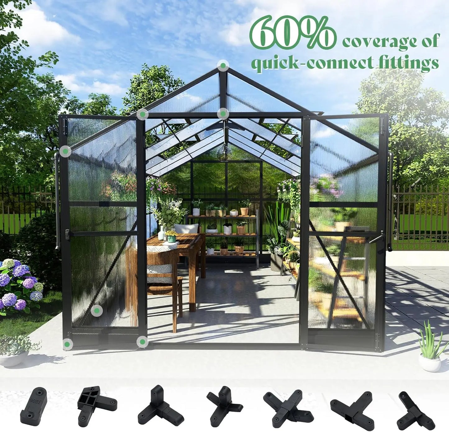 8x12x7FT Polycarbonate Greenhouse Walk in