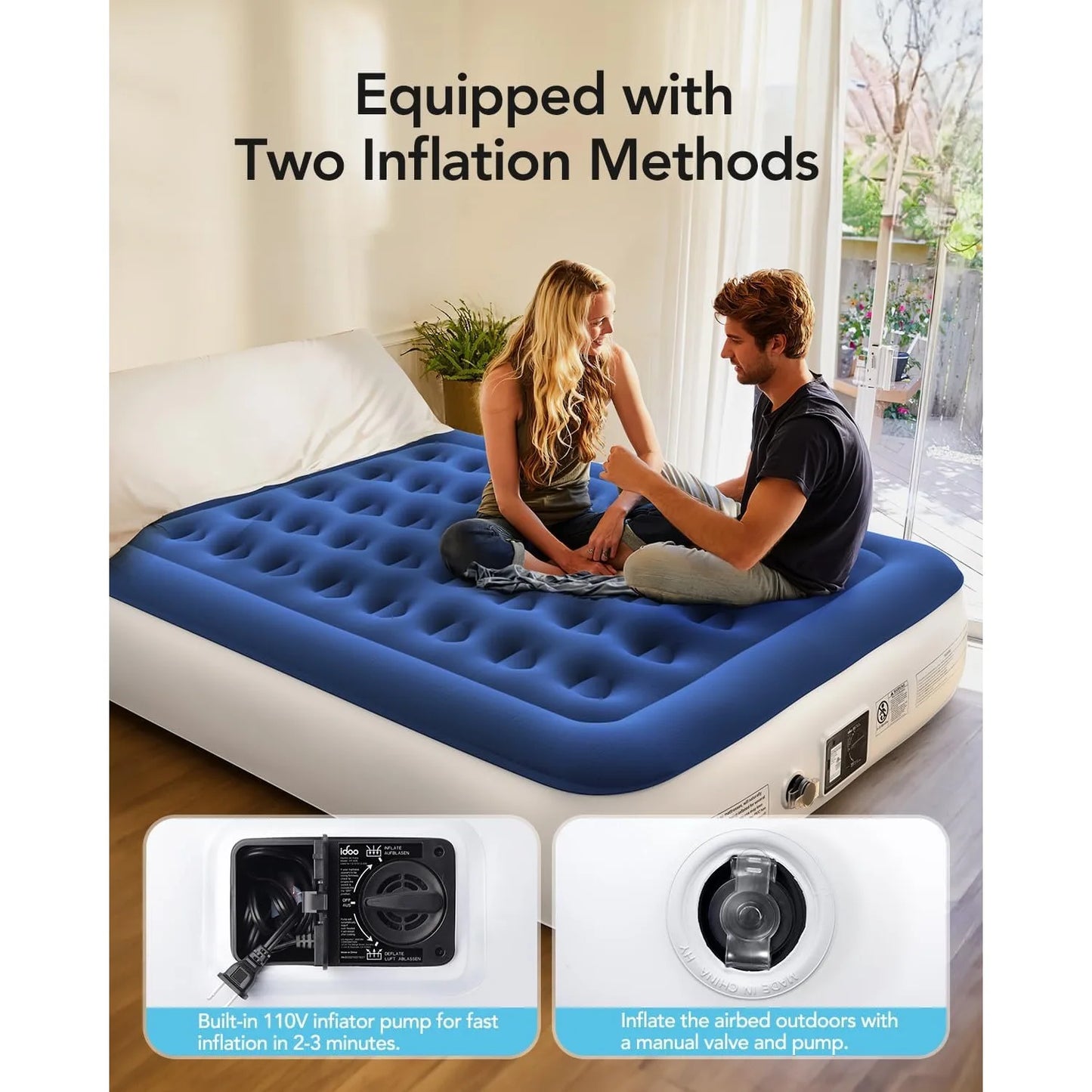 Air Mattress Queen with Built in Pump,  13" Tall