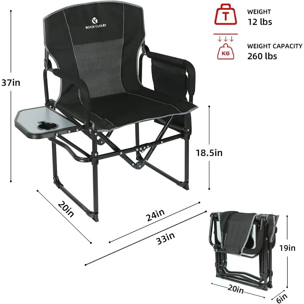 Folding Camping Chair w/Side Table