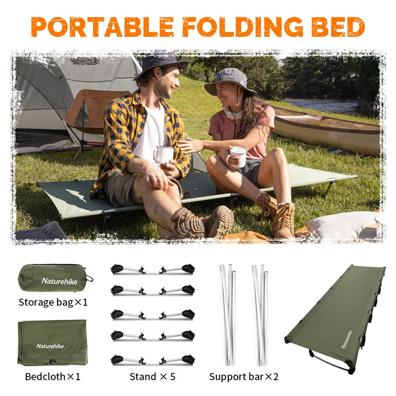 Naturehike Green Field Camping Cot Portable Ultralight Outdoor Hiking Tourist Tent Single Folding Bed