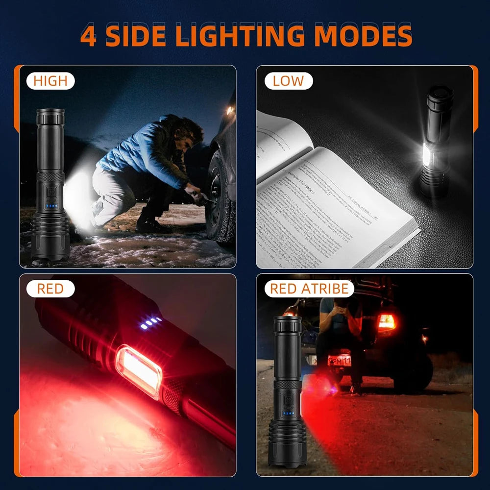 Rechargeable Led Super Bright Flashlight, 7 Modes