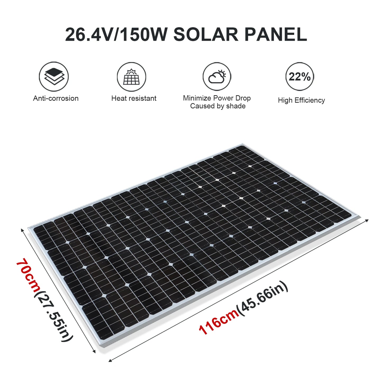 19.8V 200W Glass Rigid Solar Panel