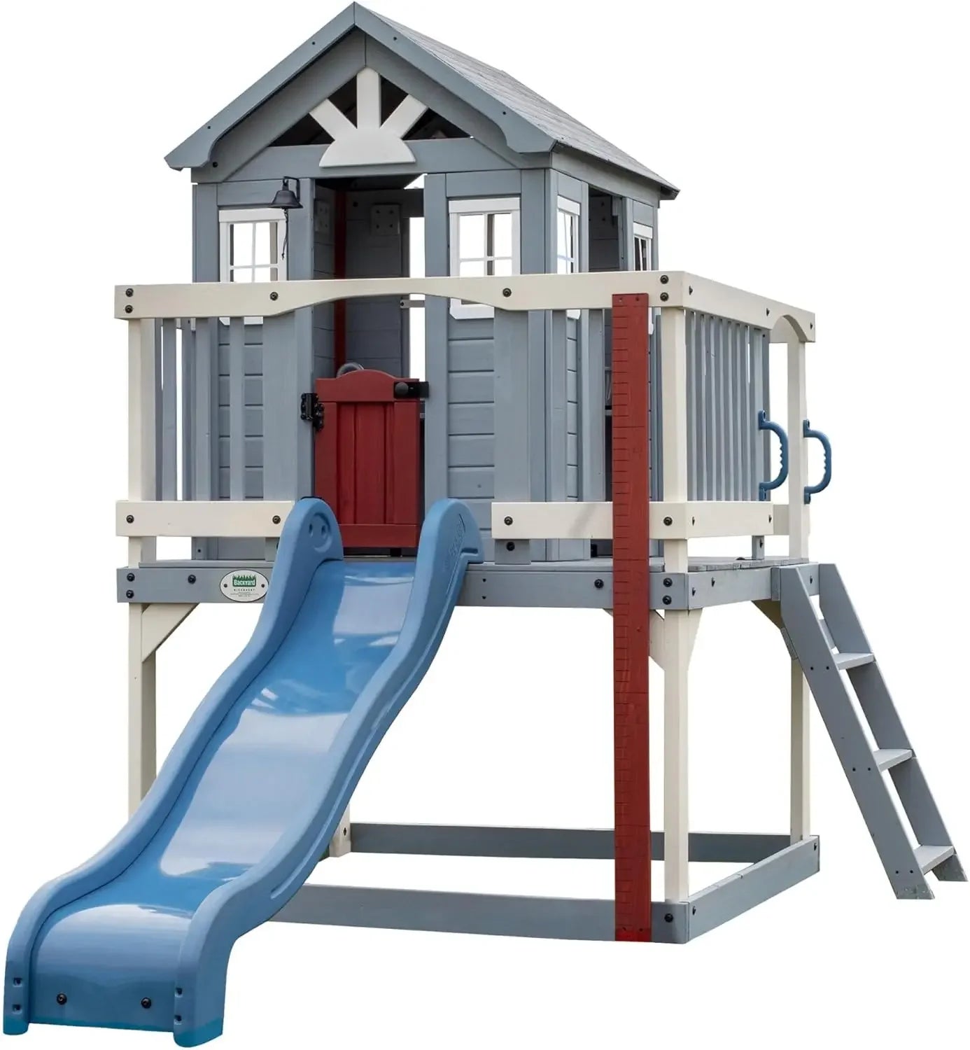 Elevated Cedar Playhouse, 6 Ft Wave Slide