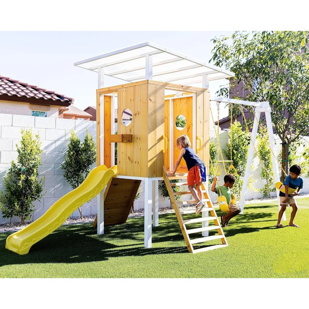 Backyard Wood Playground Playset 2 Belt Swings