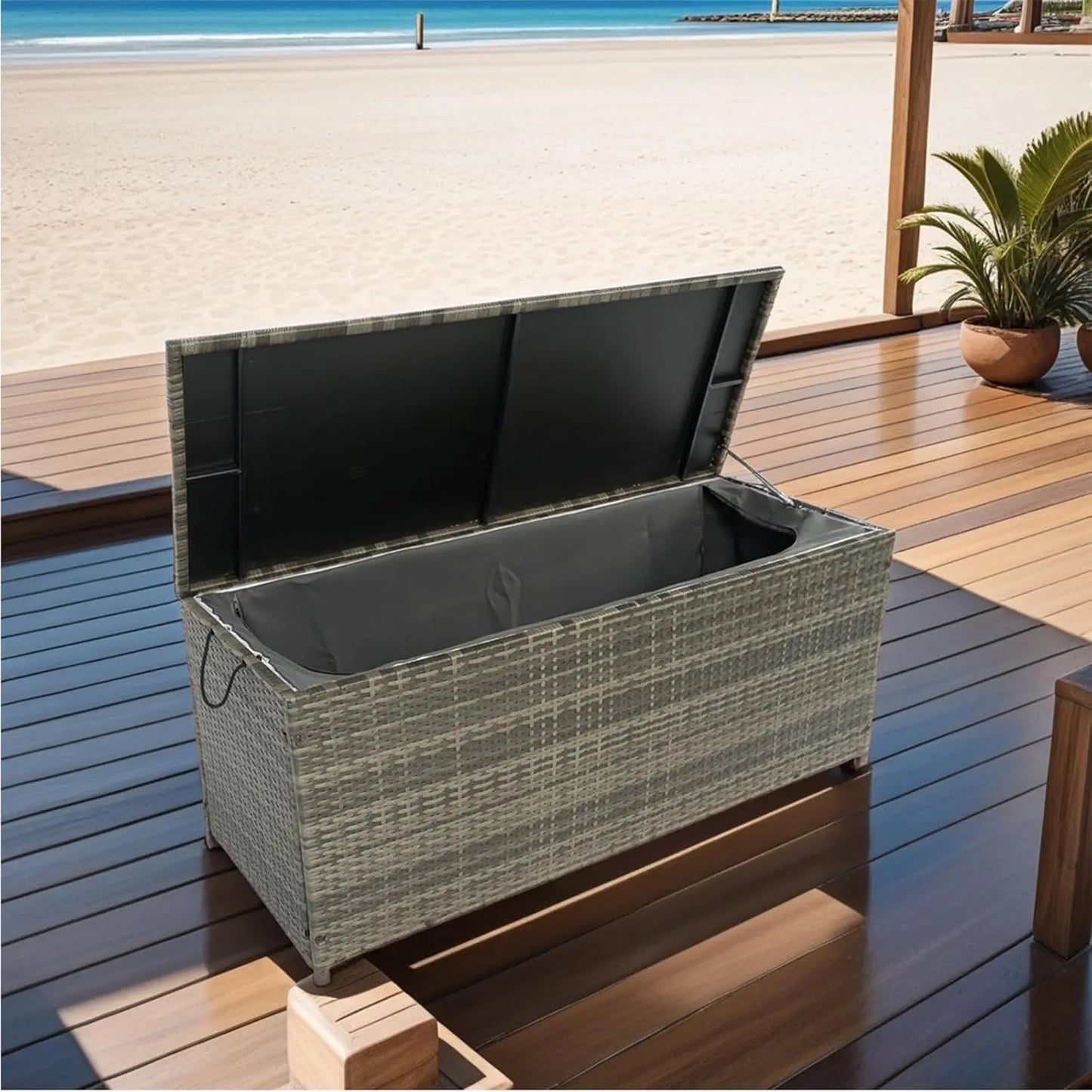 Outdoor Waterproof Wicker Deck Box