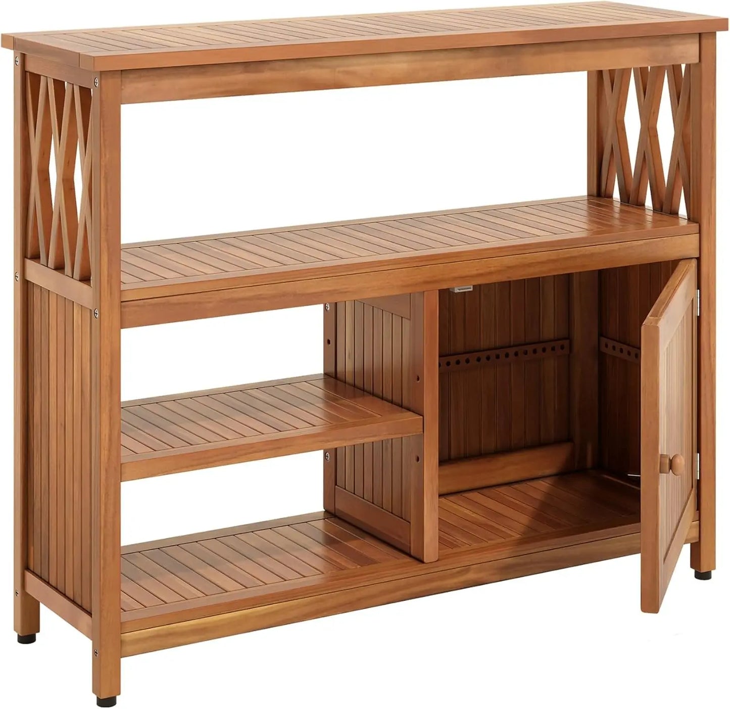 Acacia Wood Patio Bar Table with Storage