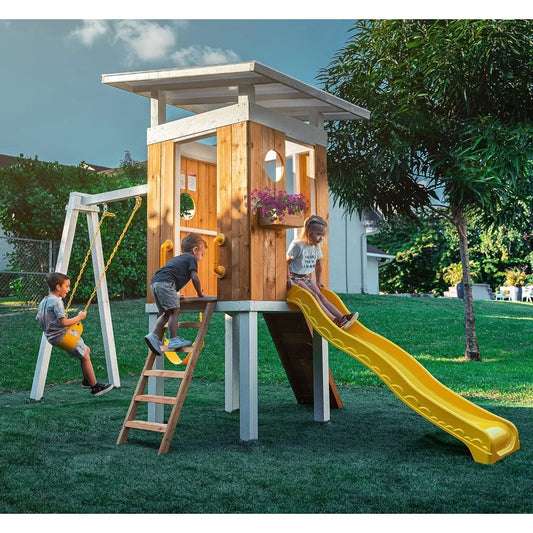 Backyard Wood Playground Playset 2 Belt Swings