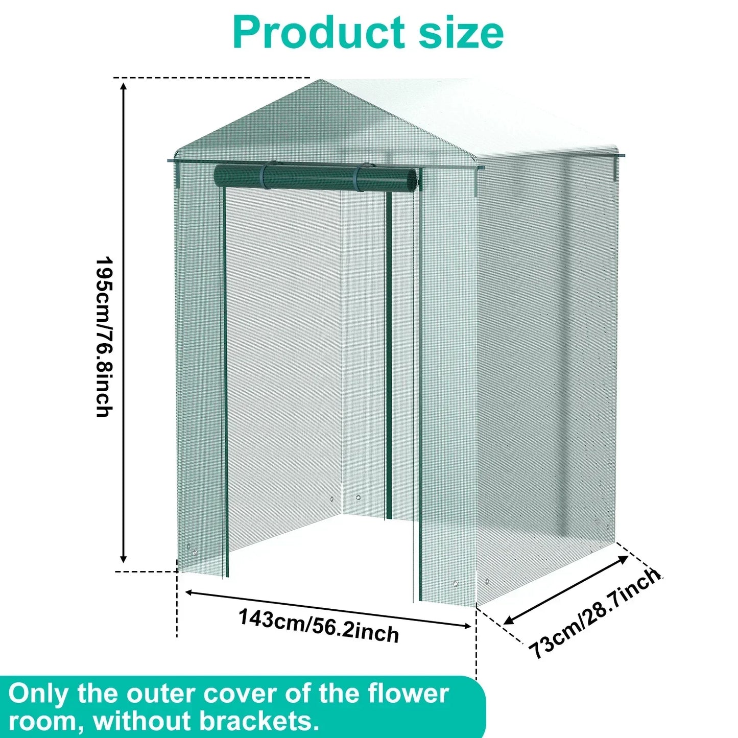 Greenhouse Replacement Cover w/Roll-up Zipper Door Without Bracket