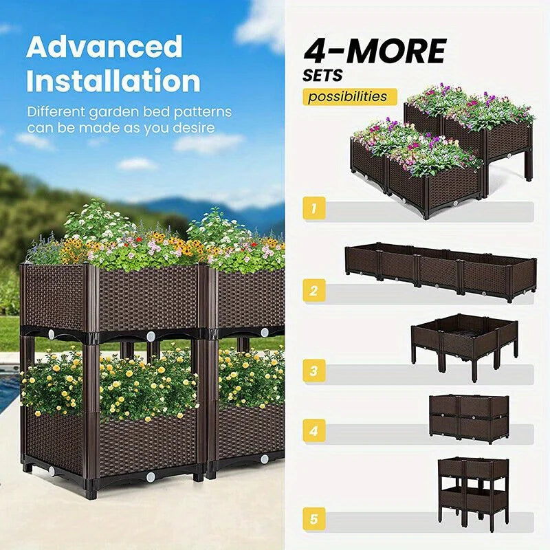 4pcs Elevated Raised Garden Bed