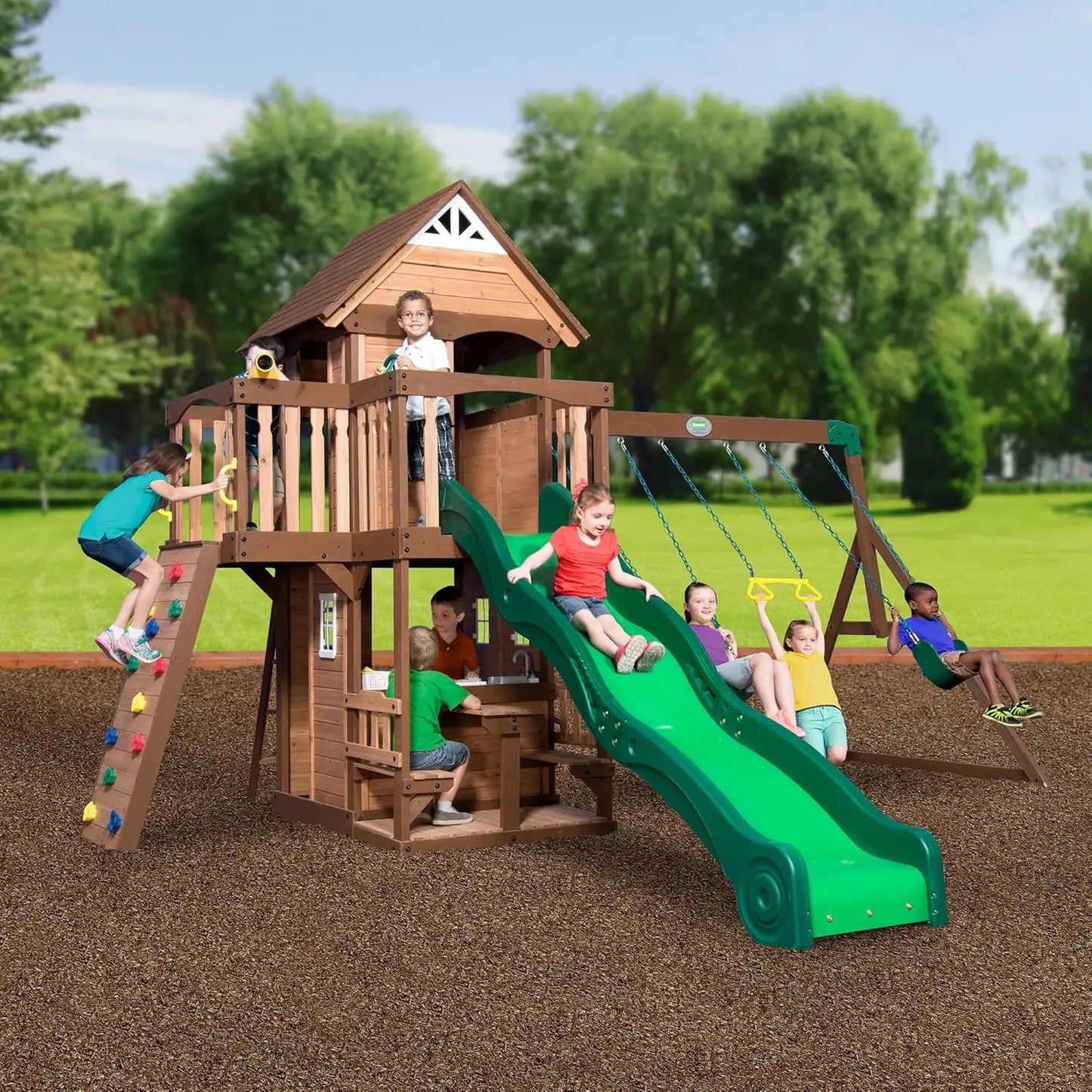 All Cedar Swing Set, Covered Upper Clubhouse,