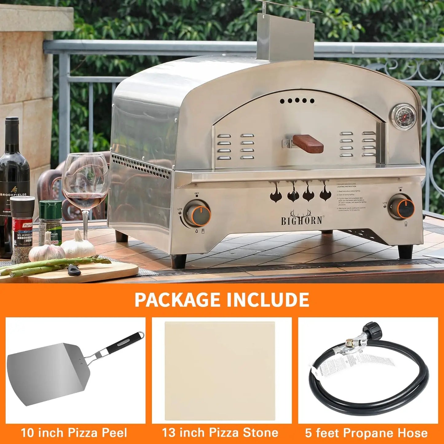 Portable Propane Pizza Oven w/13 Inch Pizza Stone