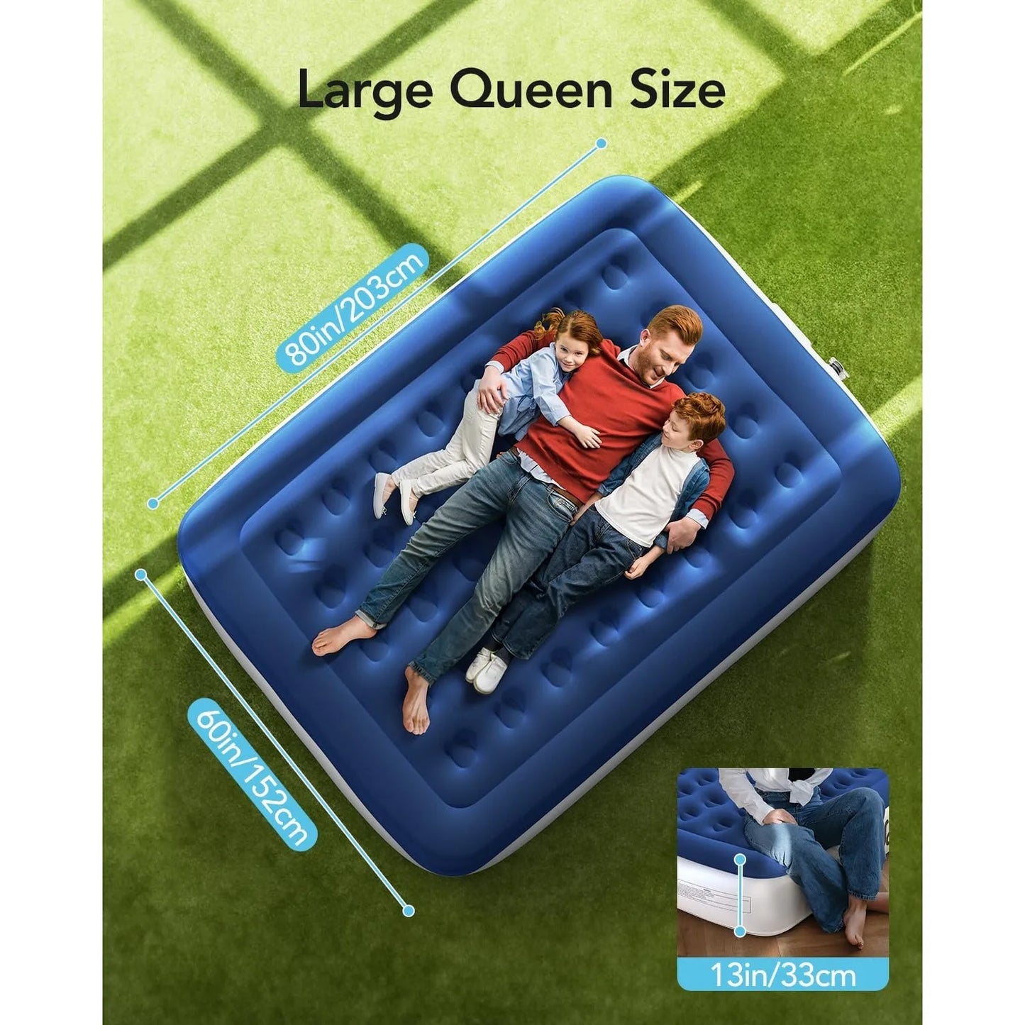 Air Mattress Queen with Built in Pump,  13" Tall