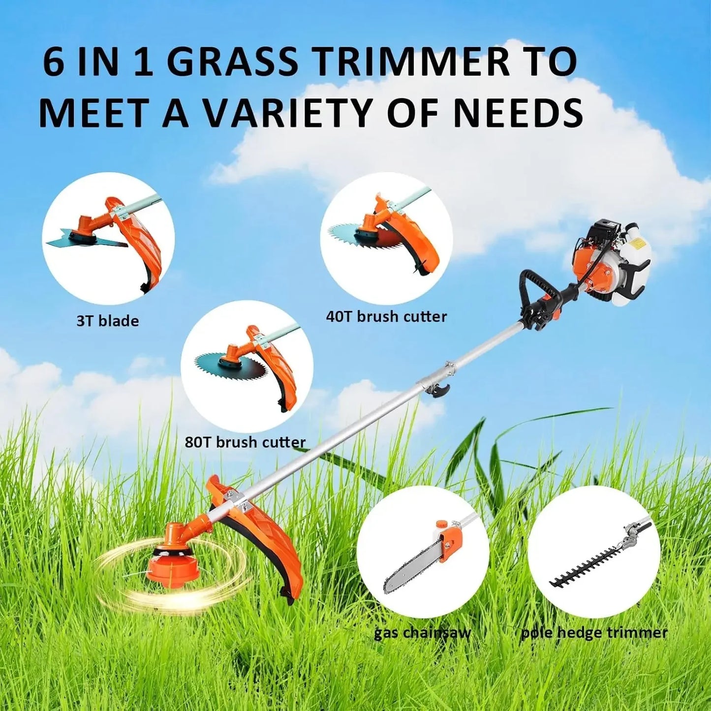 52cc 6 in 1 Multi Functional Garden Trimming Tools