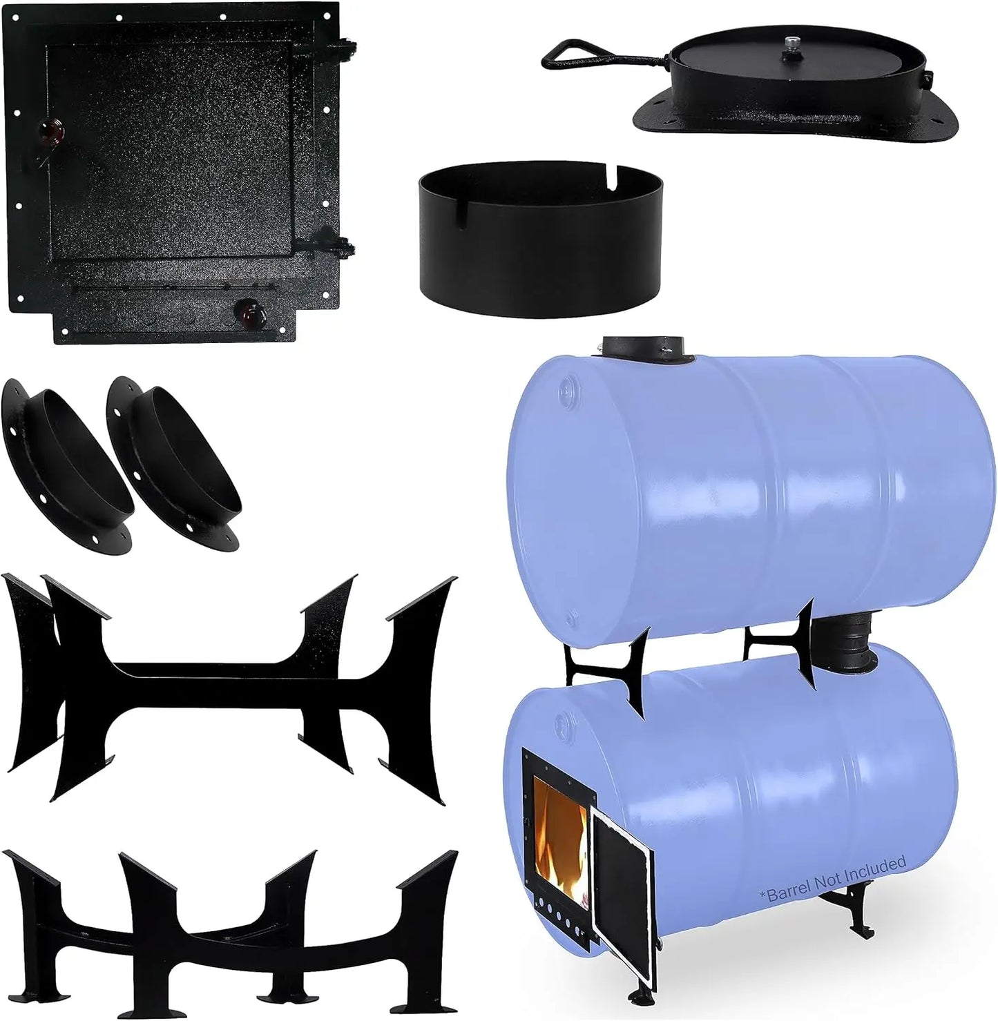 Double Barrel Woodstove Kit – For 30 to 55 Gallon Drums