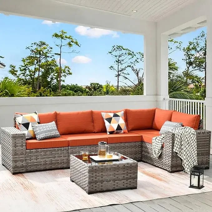 Modular Wicker Patio Sectional Furniture Set