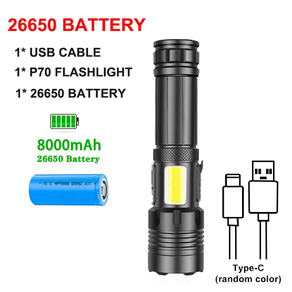 Rechargeable Led Super Bright Flashlight, 7 Modes