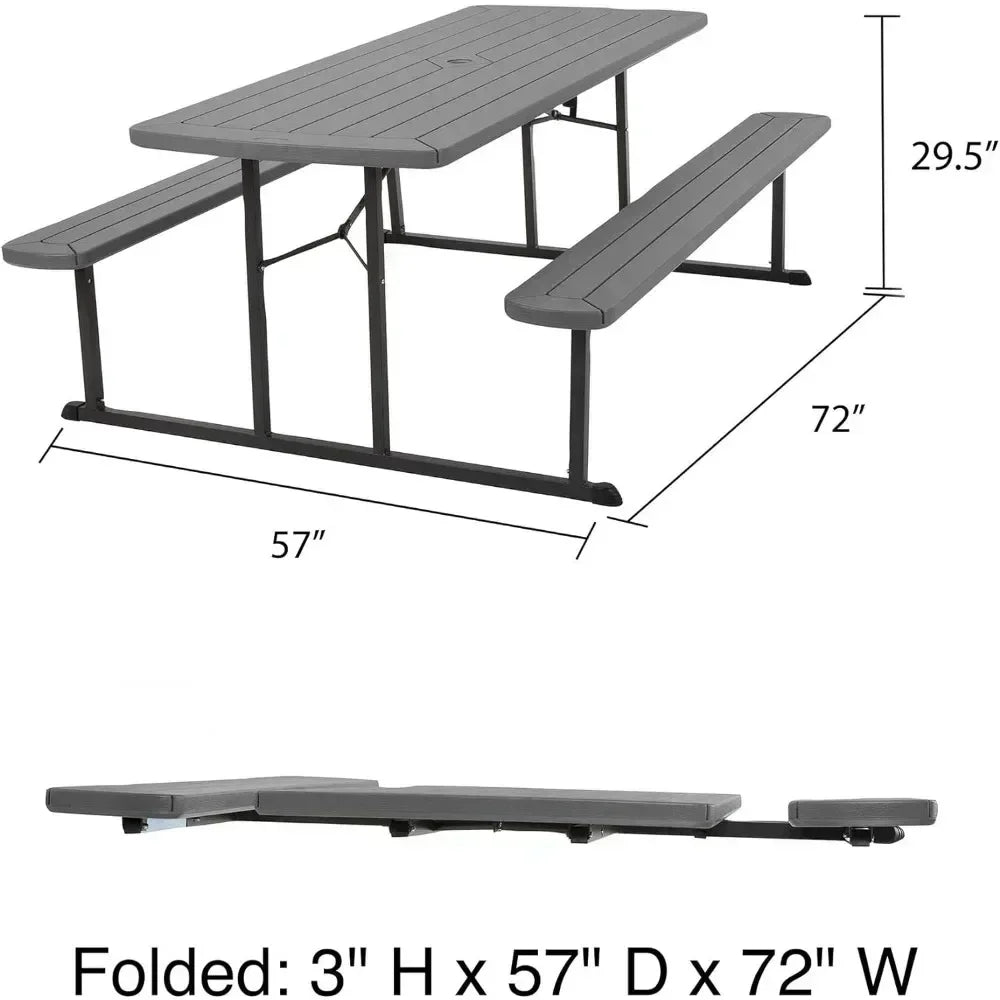 6 Ft. Folding Table Camping Dark Wood Grain