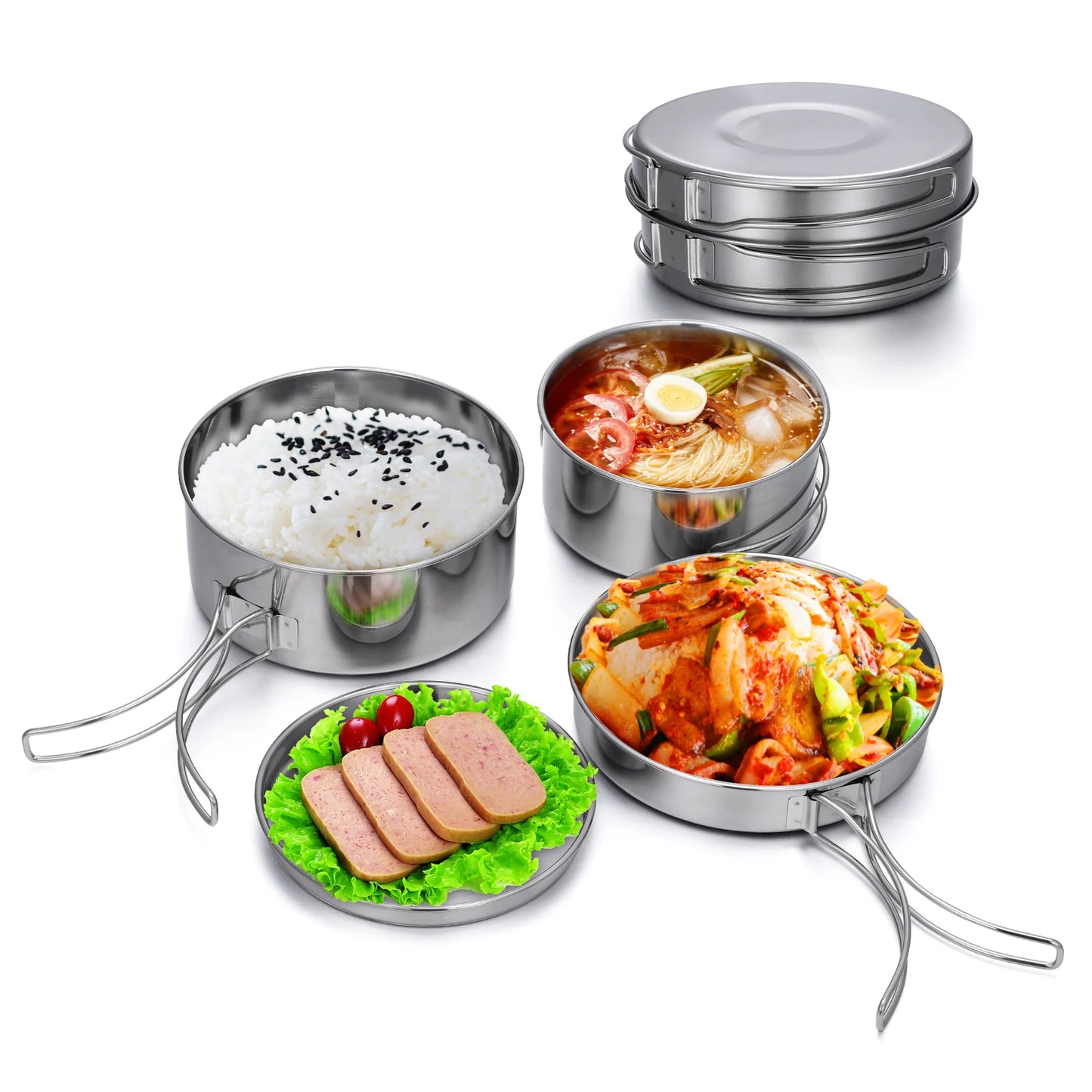 Outdoor Stainless-Steel Camping Cookware Set