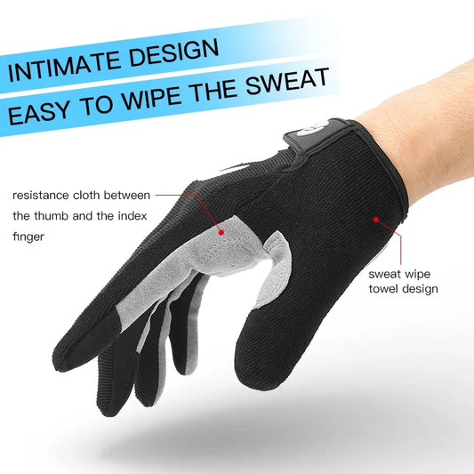 Men/Women Summer Full Finger Cycling Gloves-Black