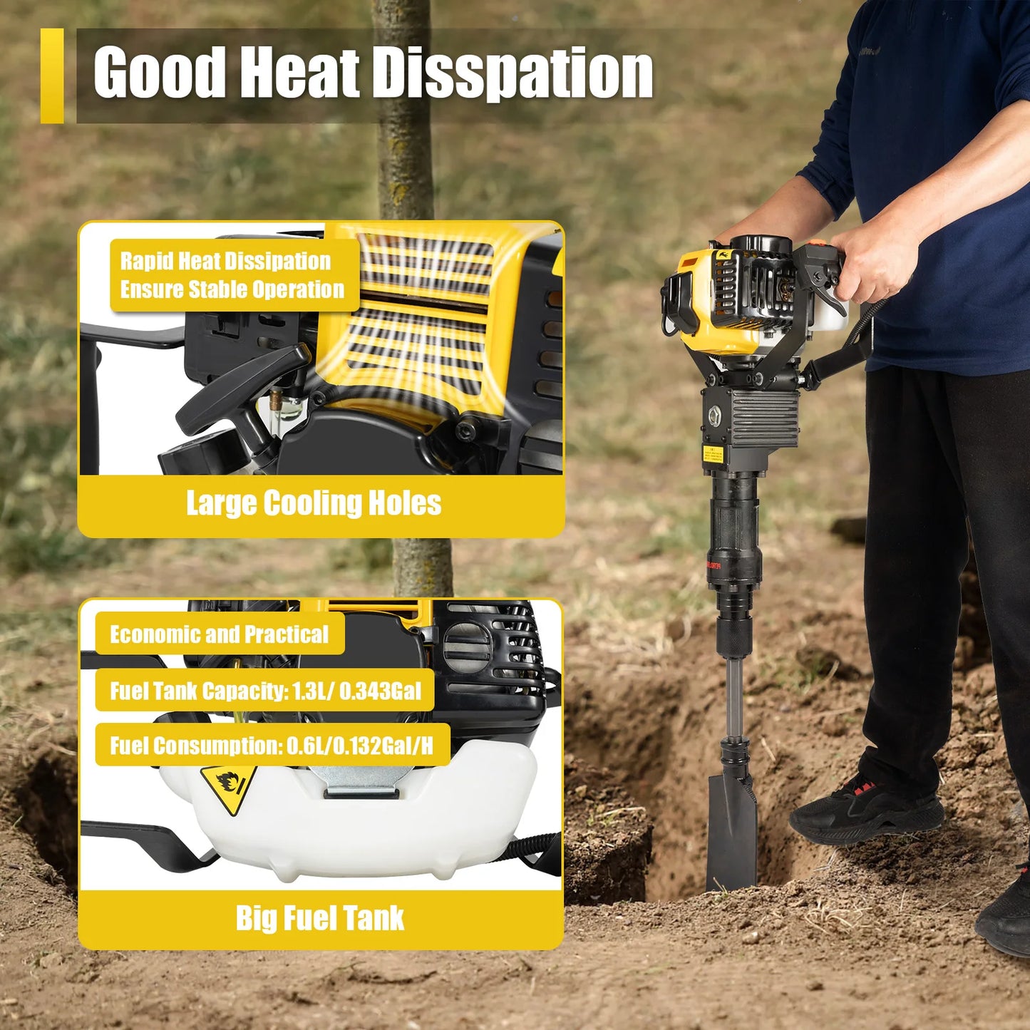 2 Stroke 52cc Portable Garden Tree Digger