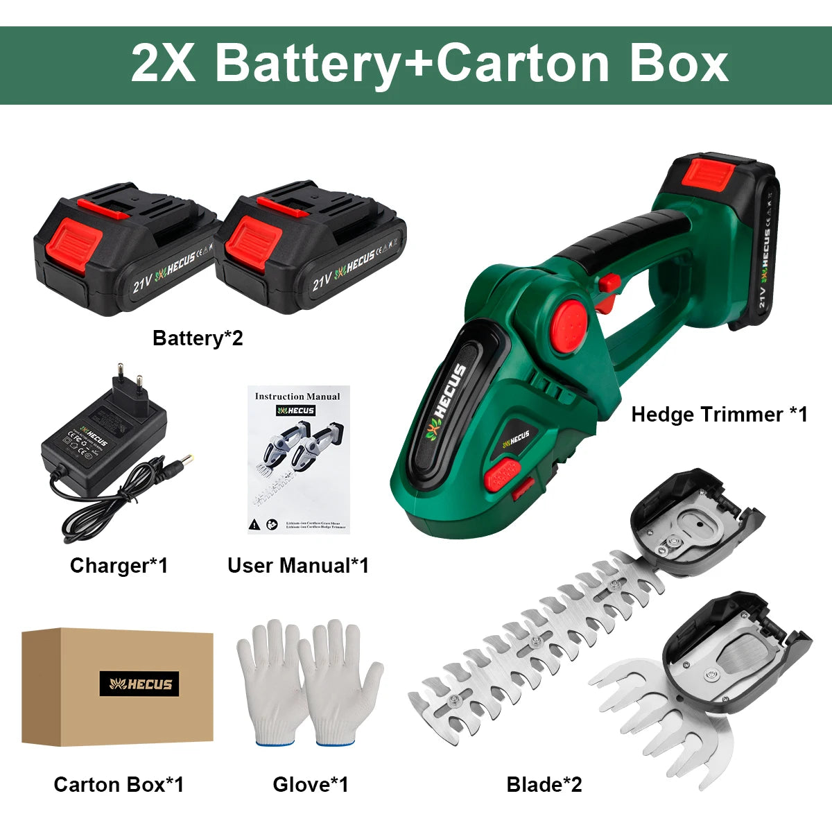 S 2 IN 1 Cordless Electric Hedge Trimmer