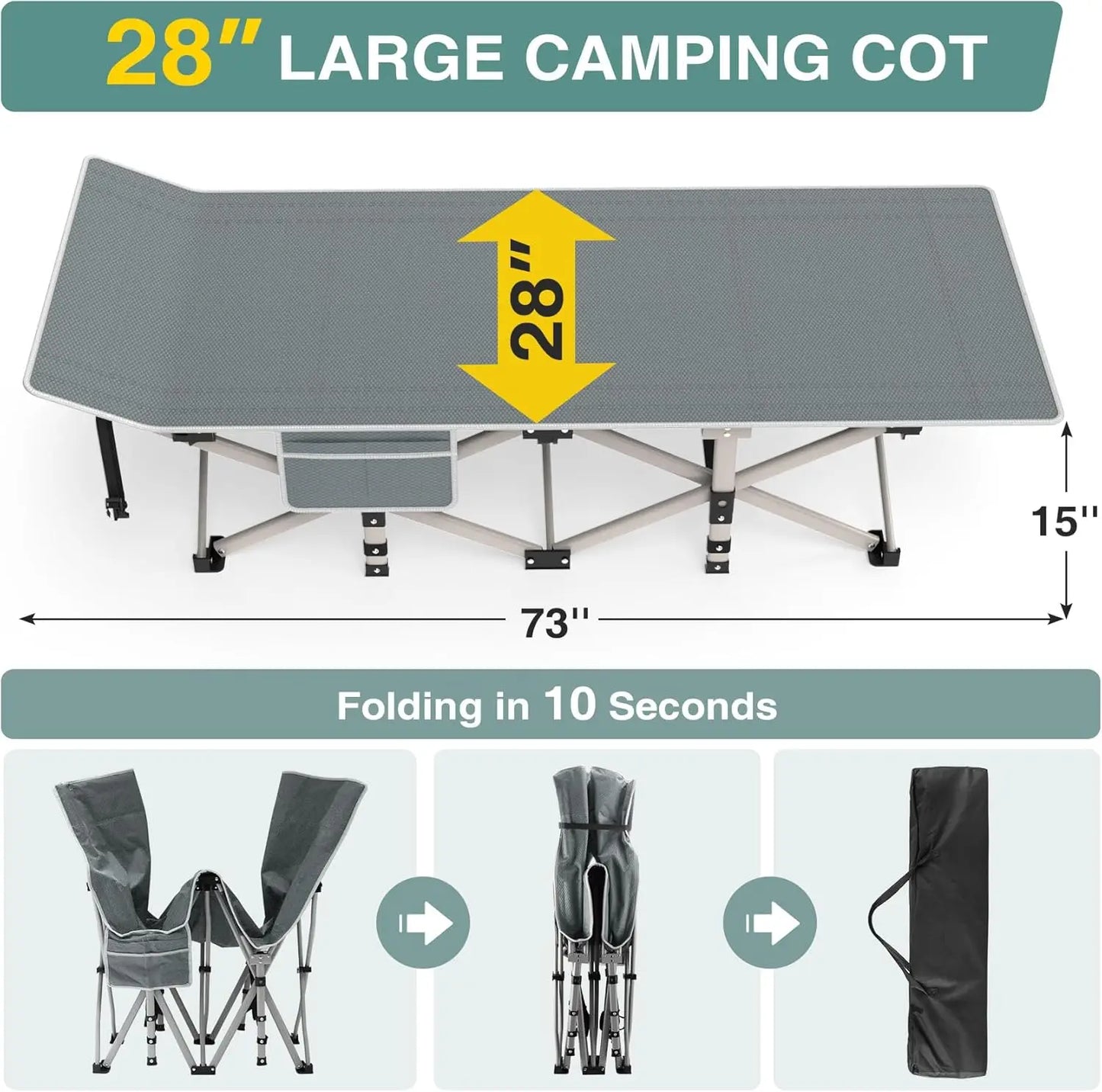 Folding Camping Cot with Mattress