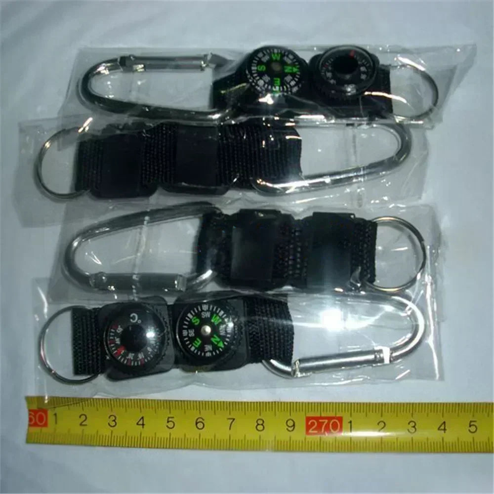 3 In 1 Multi- Compass Thermometer Metal Carabiner Key Chain