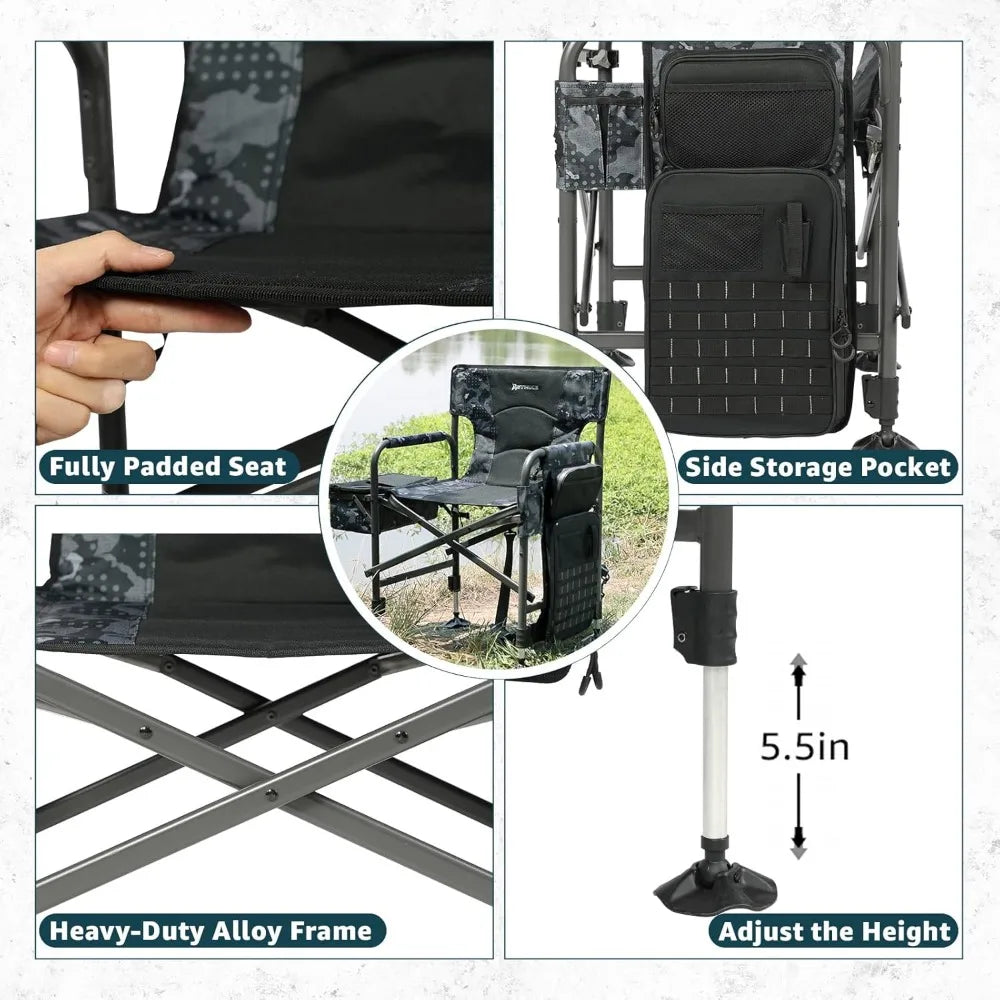 Fishing Chairs with Rod Holder, Folding Ice Fishing Chair for adults Outdoor Camping Chair LEG Adjustable