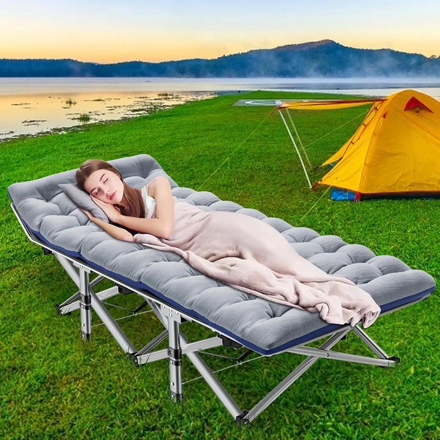 XXL Folding Camping Cot with Mattress