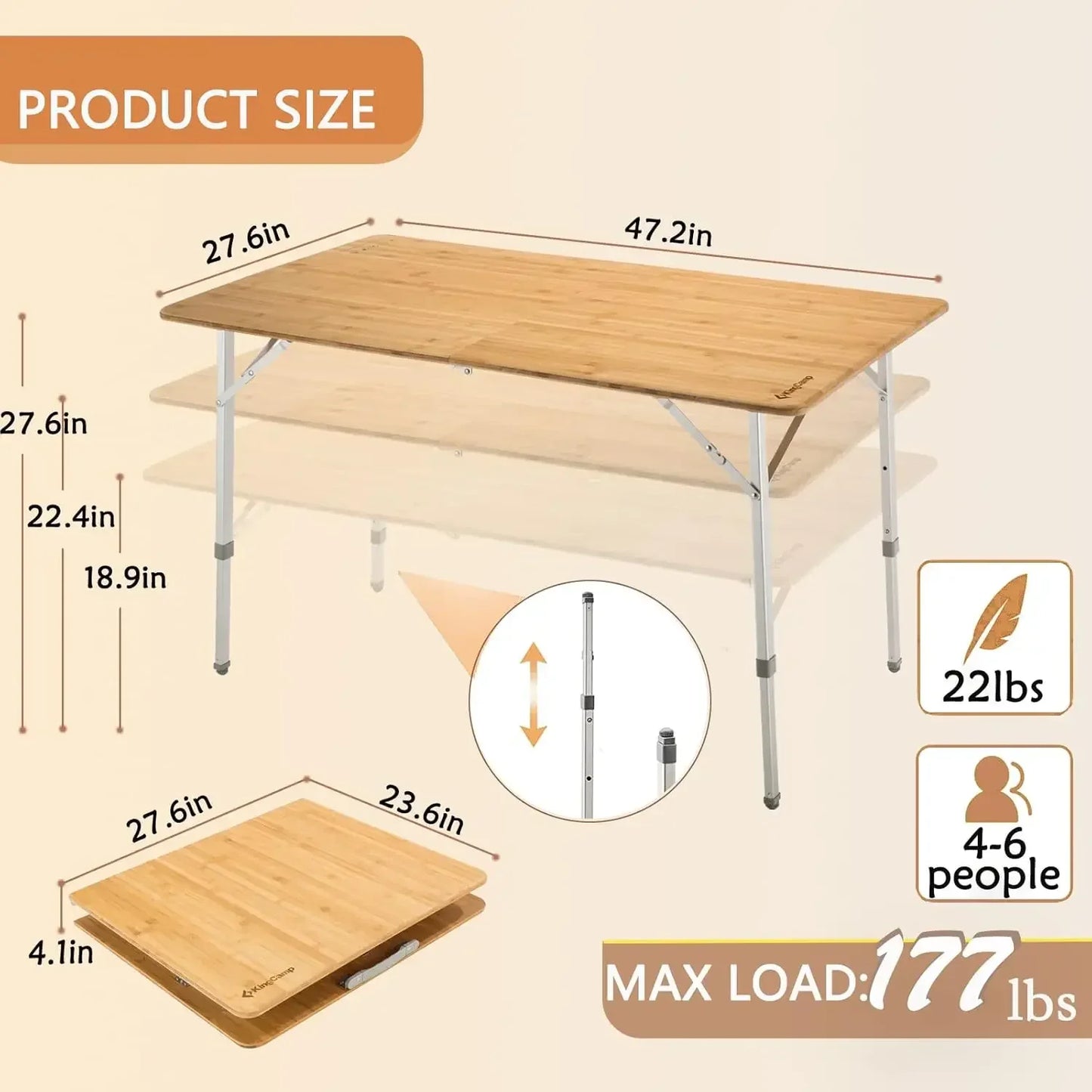 Bamboo Outdoor Folding Table