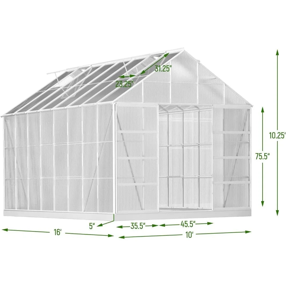 10' x 16' Outdoor Aluminum Greenhouse