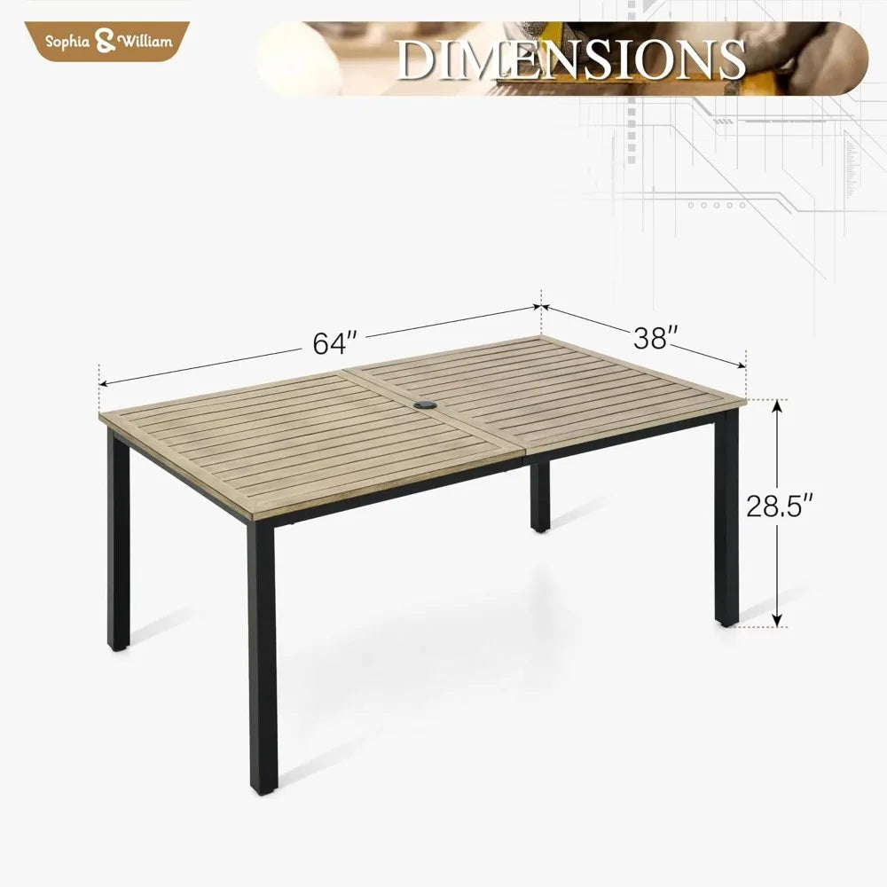 6-person Metal Outdoor Patio Dining Table