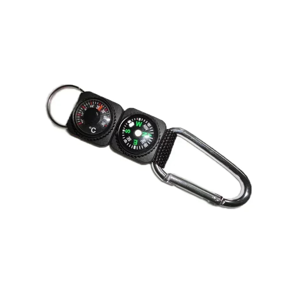 3 In 1 Multi- Compass Thermometer Metal Carabiner Key Chain