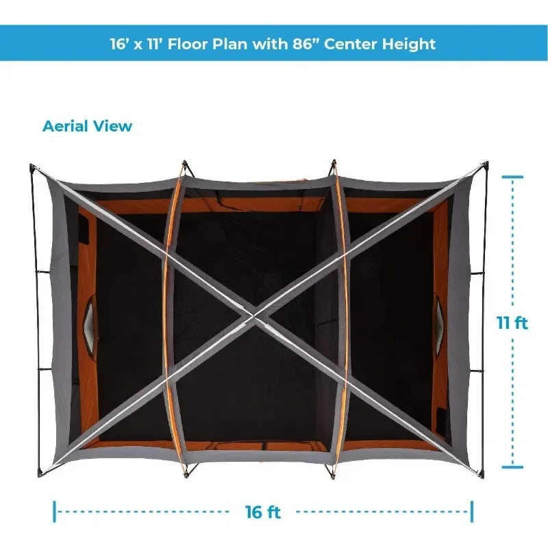 12 Person Multi Room Tent w/Storage Pockets