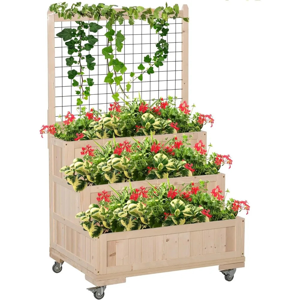 3Tiers Raised Garden Bed with Trellis