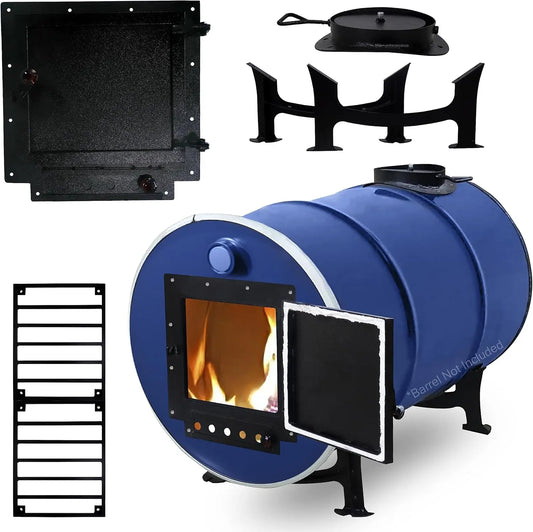 Fire Wood Camp Stove Kits, 30-55 Gallon Metal Barrel