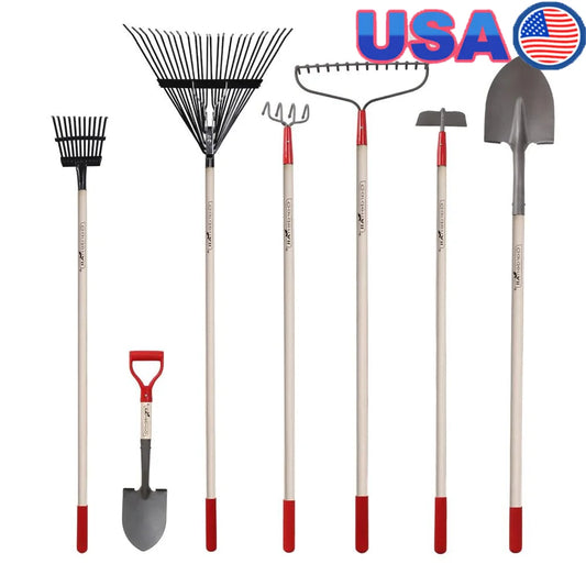 7-Piece Shovels Rakes Hoe Set