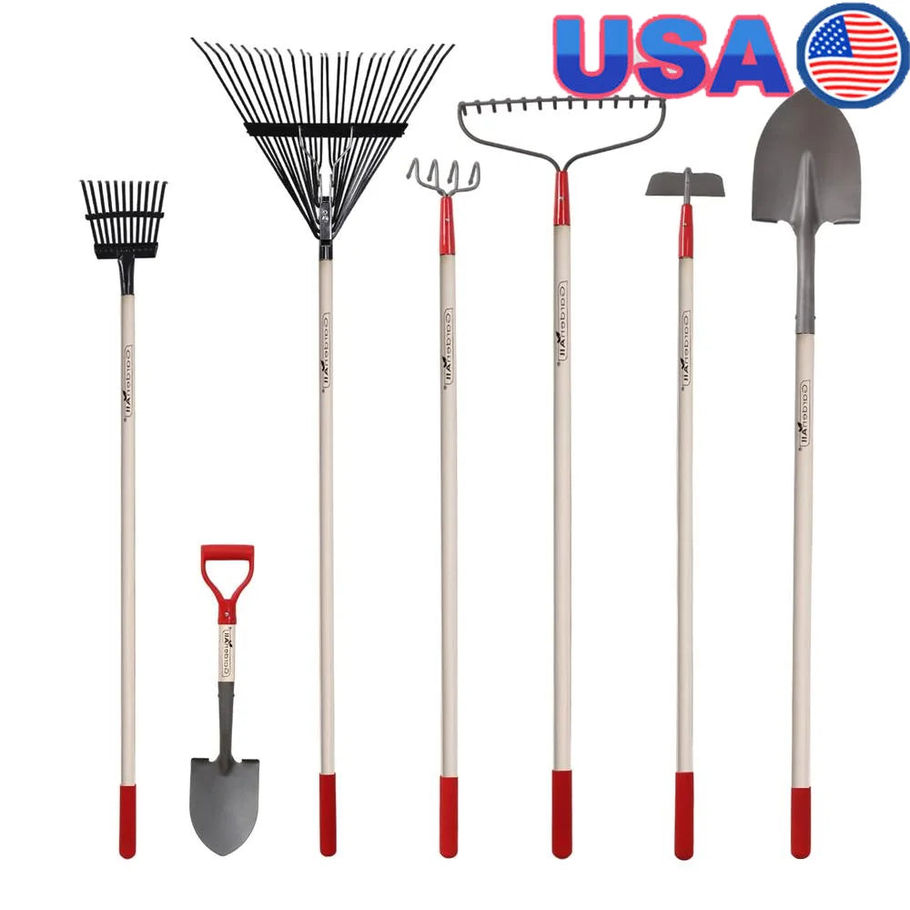 7-Piece Shovels Rakes Hoe Set