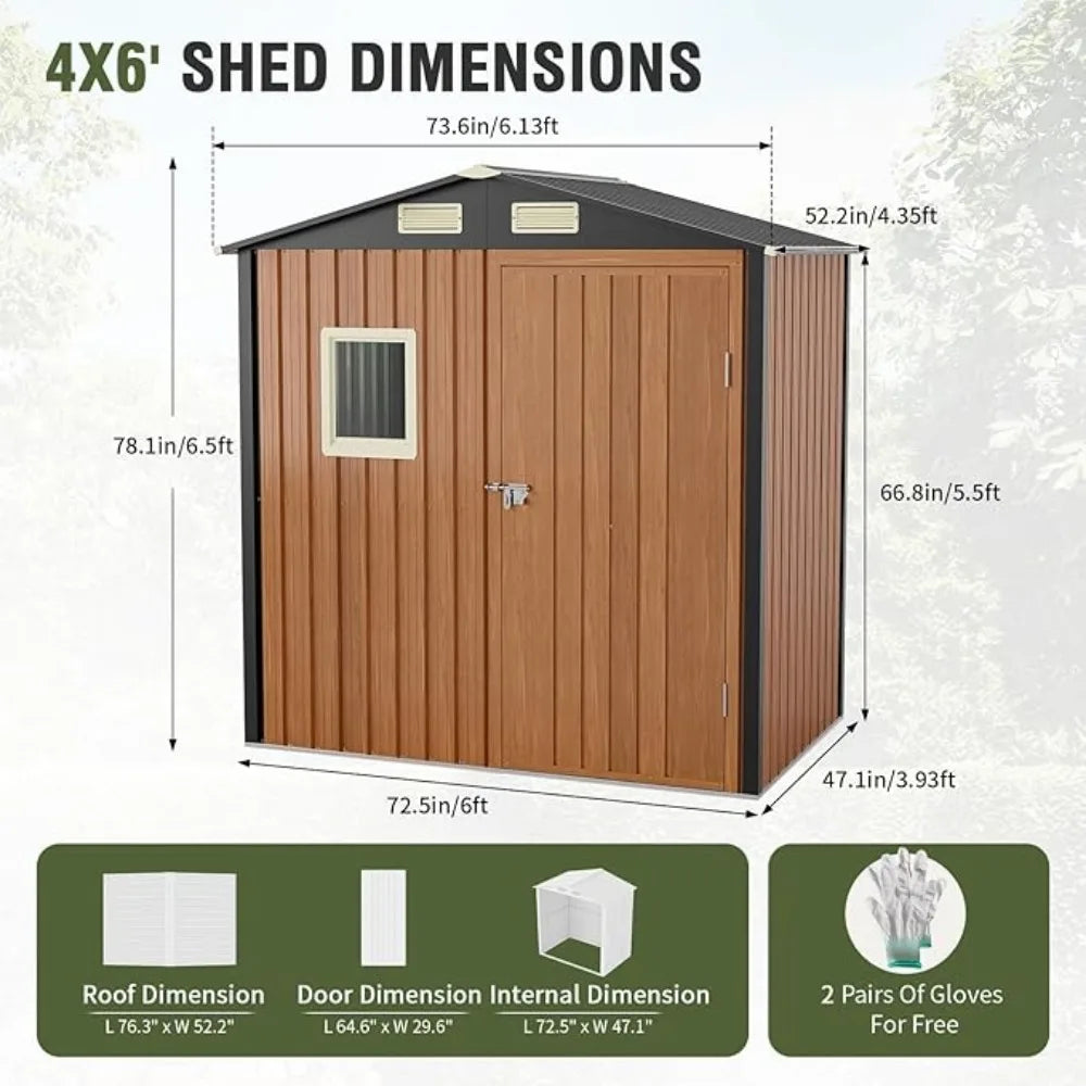 Outdoor Storage Shed 6x4 Feet