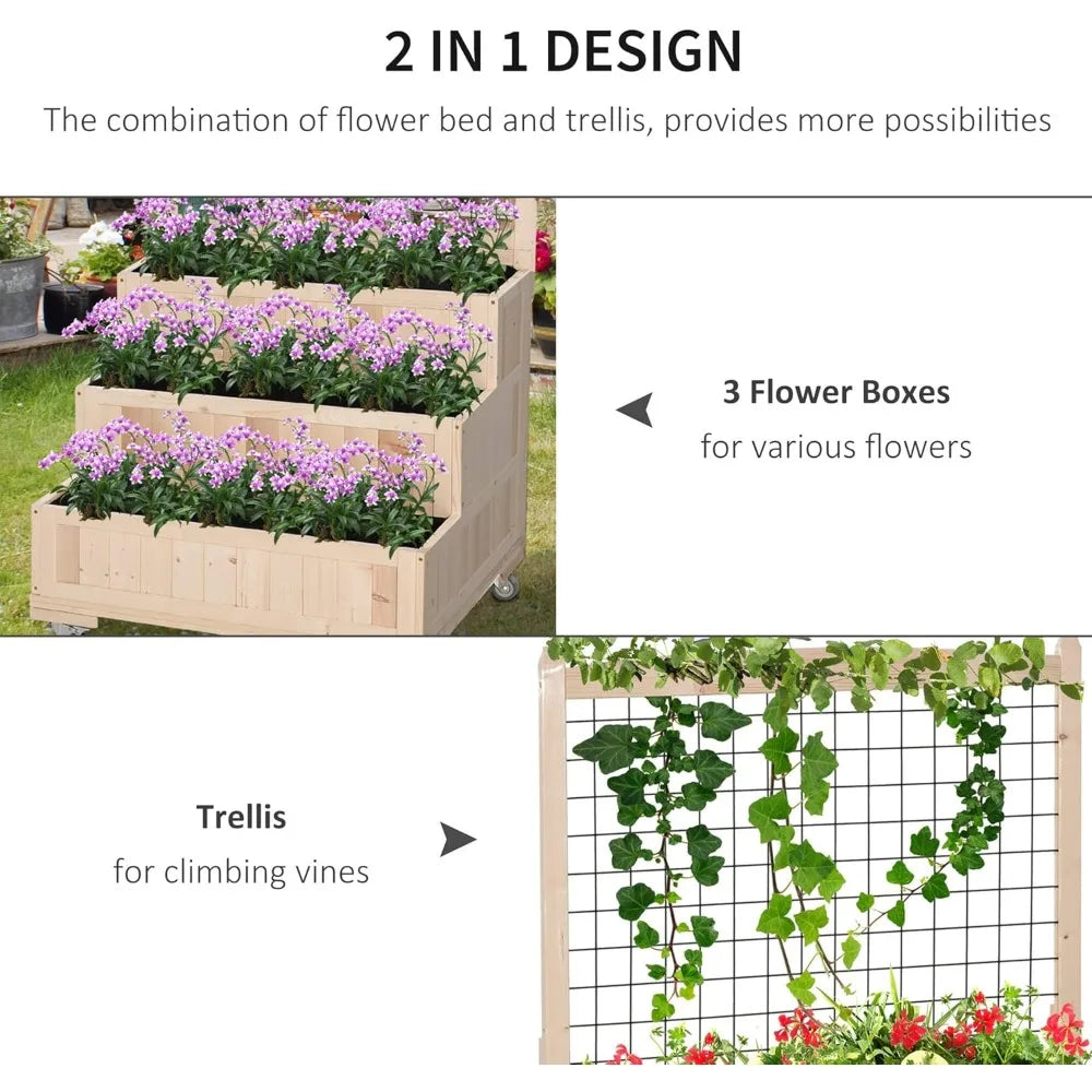 3Tiers Raised Garden Bed with Trellis