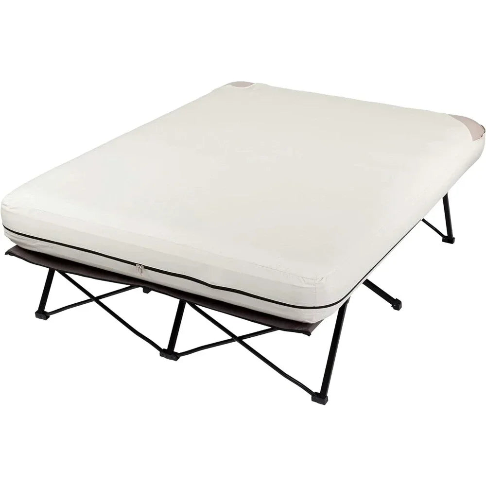 Folding Camp Cot & Air Bed with Side Table & Battery-Operated Pump