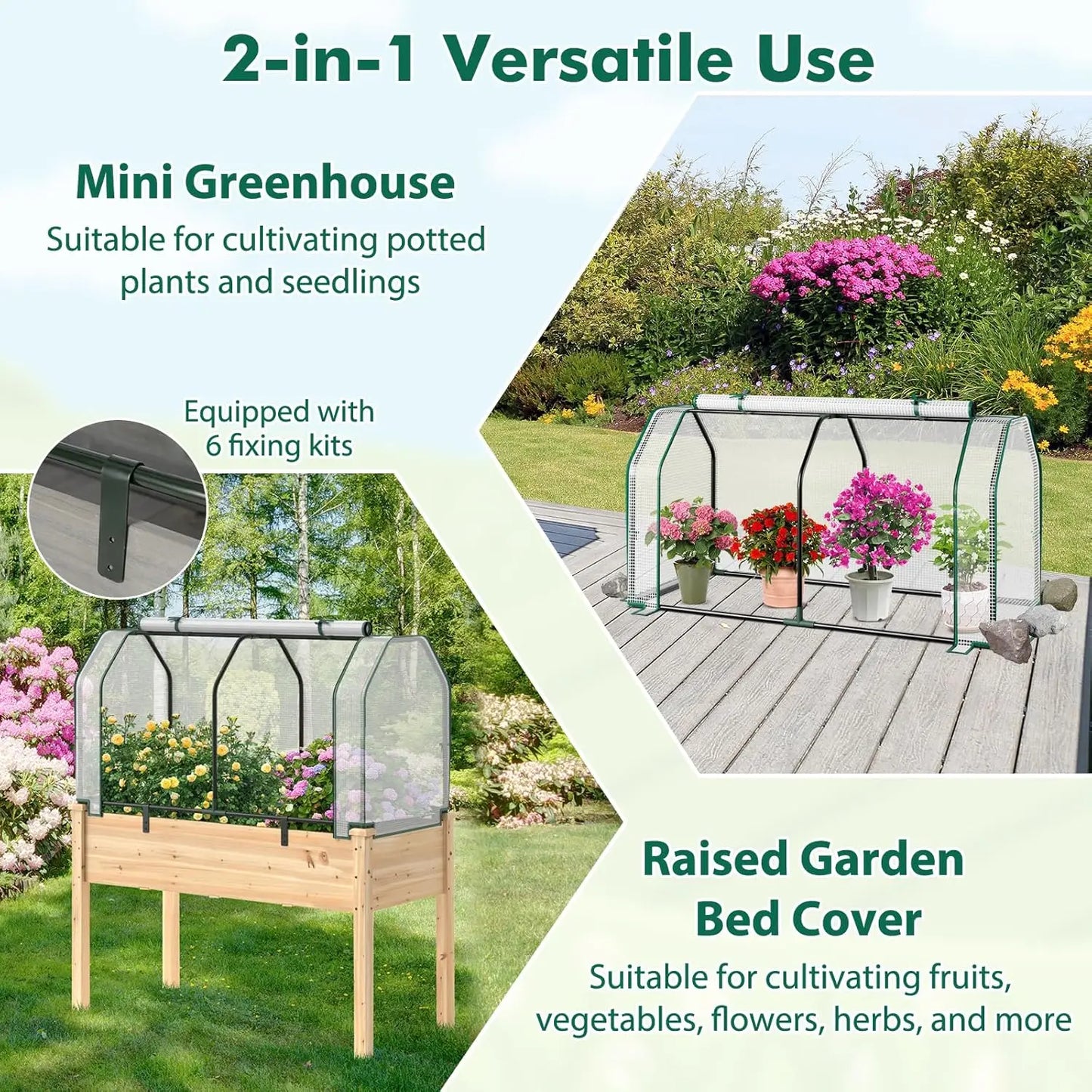 Mini Greenhouse with Rolled Up Zipper Door