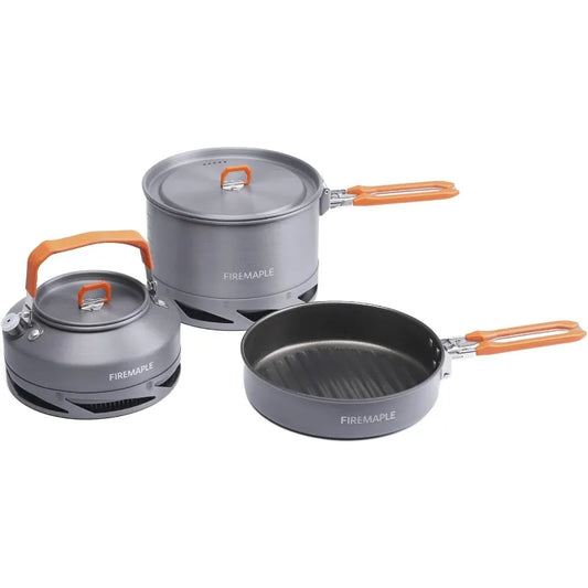 Fire-Maple Feast 4 Piece Camping Cookware  Kit Outdoor  Set with Pots,Kettle, Saucepans and Spatula for Hiking Fishing Picnic