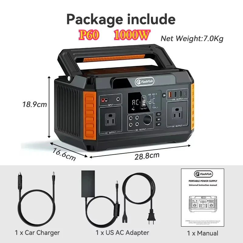 Portable Power Station 200-1000W Solar Equipment Generator